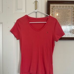 Tommy Hilfiger Women's Red V-Neck Top Sz Med